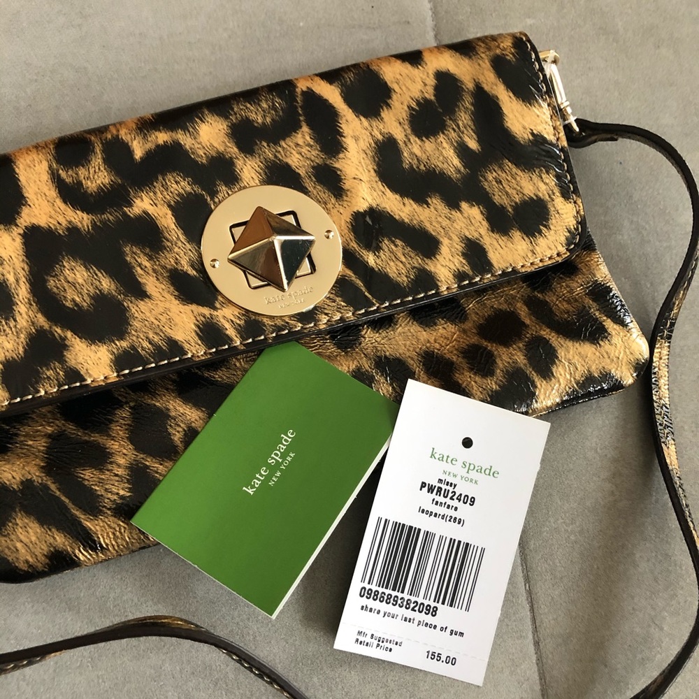 ❤️New Kate Spade Fanfare Missy Leopard Patent Bag